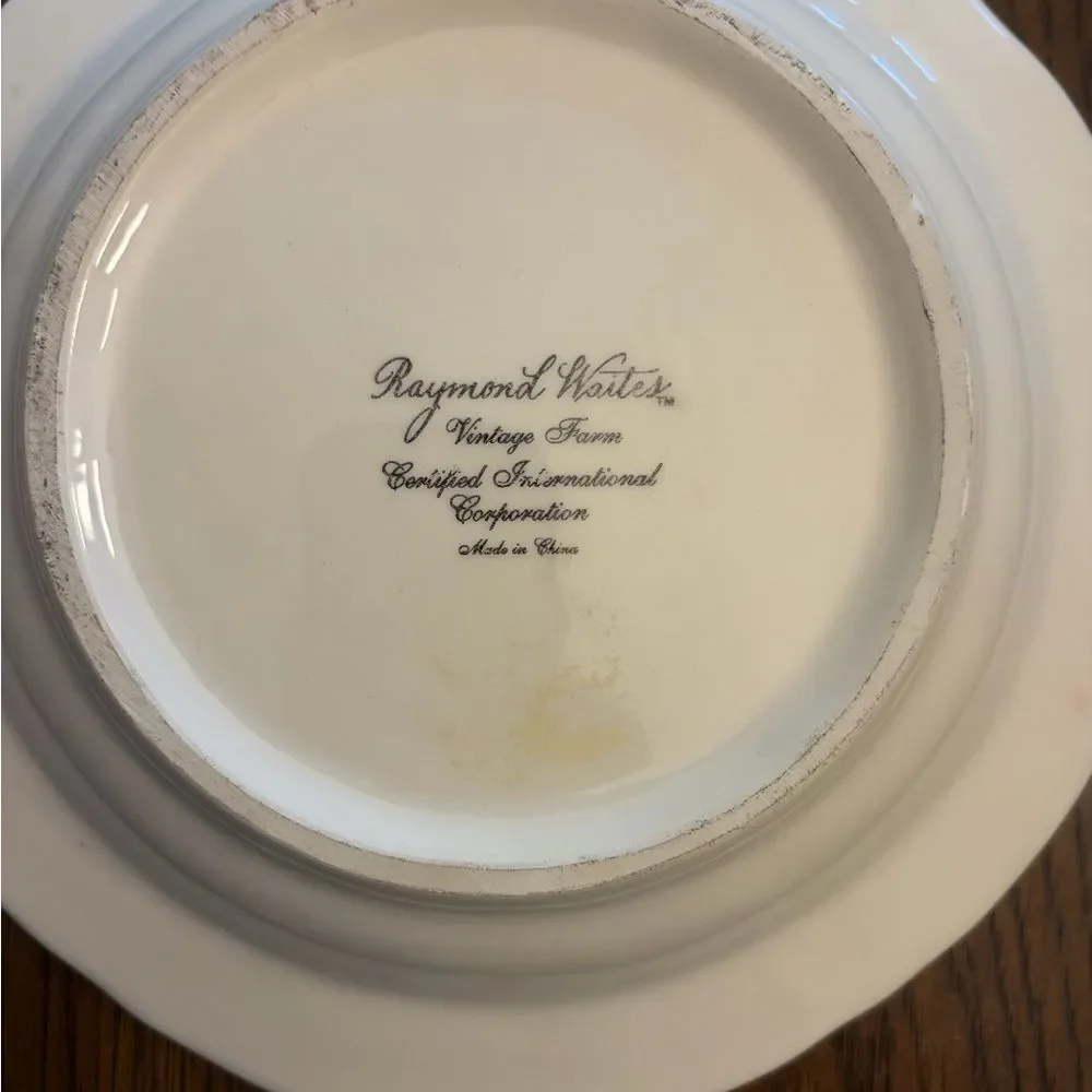 Raymond Waited vintage farm Decorative Hen Plate with Red and White Design